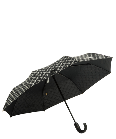 Moschino Openclose Double Question Mark Mini Umbrella In Black