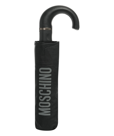 Shop Moschino Openclose Logo Umbrella In Black