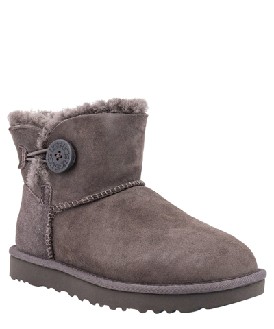 Shop Ugg Mini Bailey Button Ankle Boots In Grey