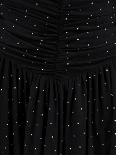 Shop Rotate Birger Christensen Mesh Dress With All-over Rhinestones In Black