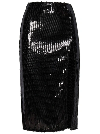 Shop Nensi Dojaka Midi Black Sequined Pencil Skirt