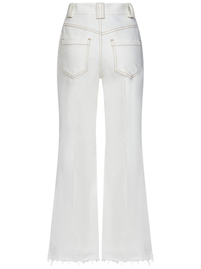 Shop Giambattista Valli Cropped Wide-leg Ivory Stretch Cotton Denim Jeans In White