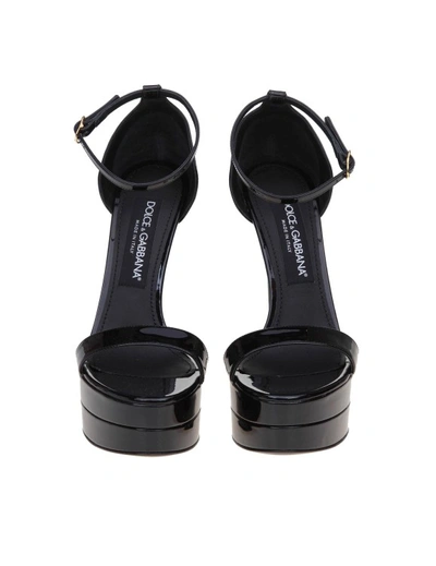 Shop Dolce & Gabbana Black Patent Leather Sandals