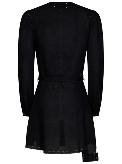 Shop Maison Margiela Raw Cut Multiwear Black Virgin Wool Dress
