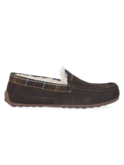 Shop Barbour Men's Martin Suede-blend Slippers In Brown
