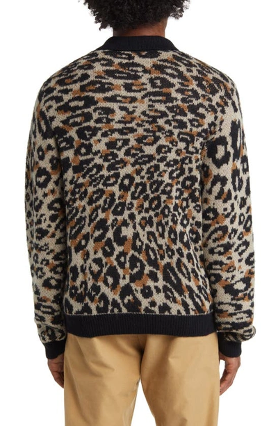 Shop Saturdays Surf Nyc Beauchamp Animal Jacquard Polo Sweater In Grey Leopard
