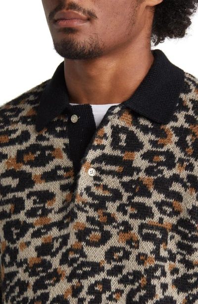 Shop Saturdays Surf Nyc Beauchamp Animal Jacquard Polo Sweater In Grey Leopard