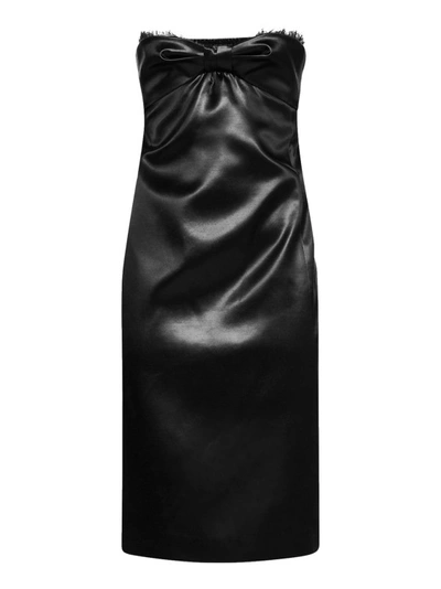 Shop Saint Laurent Satin Bustier Dress In Black