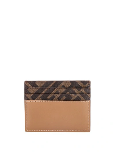 Shop Fendi Ff Fabric And Leather Card Holder In Brown