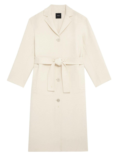 Shop Theory Women's Soft Wool-cashmere Single-breasted Coat In Ivory