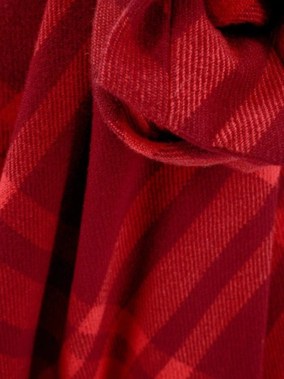 Shop Burberry Wool Skirt With Check Motif In Red