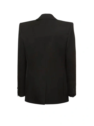 Shop Saint Laurent Tuxedo Wool Blazer With Satin Lapel In Black