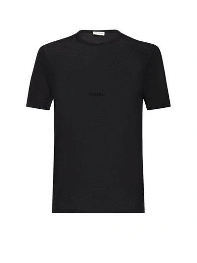 Shop Saint Laurent Cotton T-shirt With Embroidery In Black