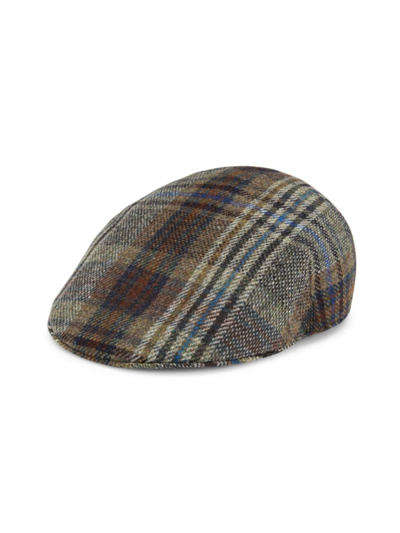 Shop Saks Fifth Avenue Men's Collection Plaid Wool Flat Cap In Java