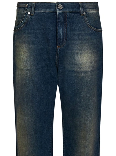Shop Balmain Dark Blue Straight-fit Vintage Cotton Denim Jeans