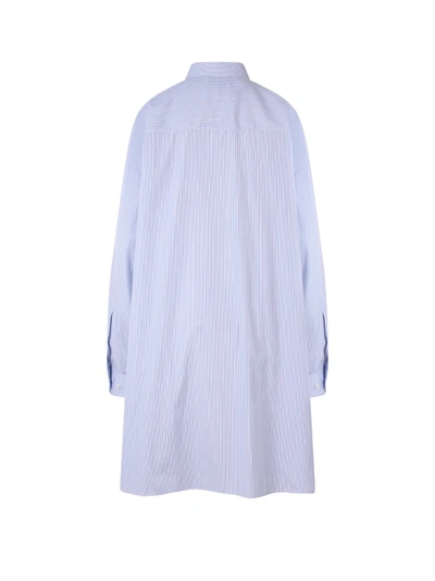 Shop Maison Margiela Oversize Striped Cotton Shirt In Blue