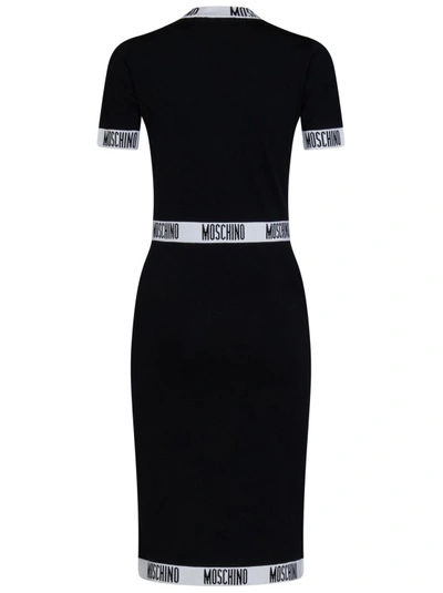 Shop Moschino Black Lana Vergine Midi Dress