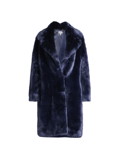 Shop Milly Women's Riley Oversized Faux Fur Coat In Navy