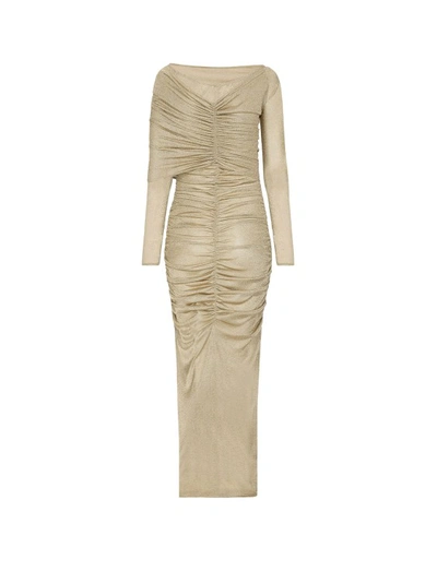 Shop Dolce & Gabbana Longuette Lurex Dress In Neutrals