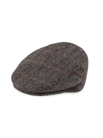 Shop Saks Fifth Avenue Men's Collection Plaid Wool Flat Cap In Anemone