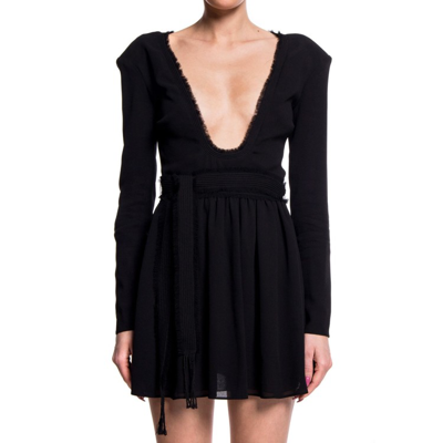 Shop Saint Laurent Long Sleeves Minidress In Black