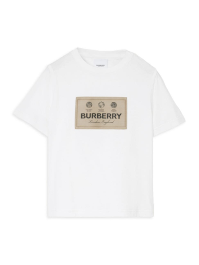 Shop Burberry Little Kid's & Kid's Label Print T-shirt In White