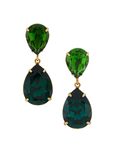 Shop Jennifer Behr Women's Judy 18k-gold-plated & Glass Crystal Drop Earrings In Emerald
