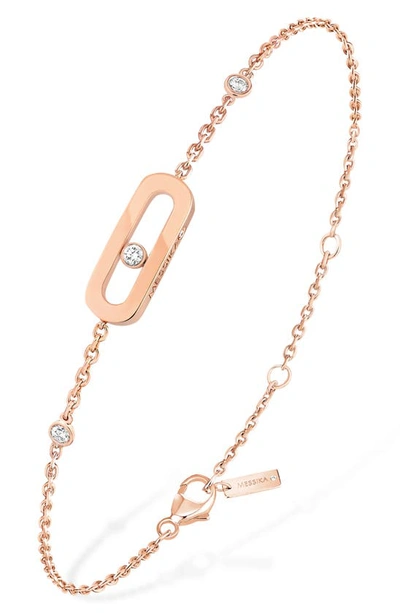 Shop Messika Move Uno Diamond Bracelet In Pink Gold