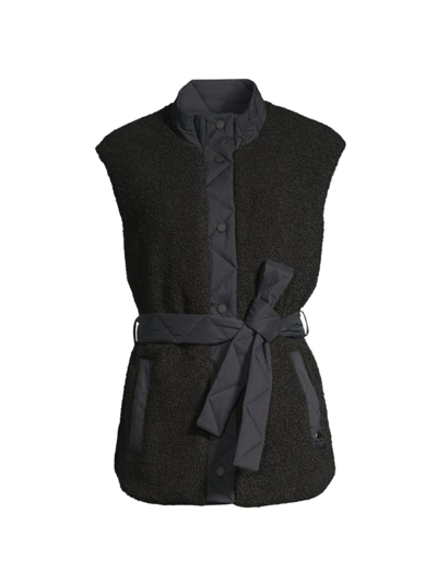 Shop Moose Knuckles Women's St. Clair Belted Sherpa Vest In Black
