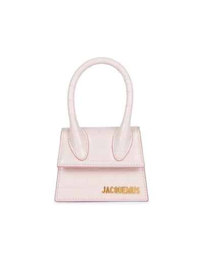 Shop Jacquemus Women's Le Chiquito Crocodile-embossed Leather Top-handle Bag In Pale Pink