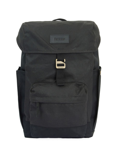 Shop Barbour Men's Essential Waxed Cotton Backpack In Black