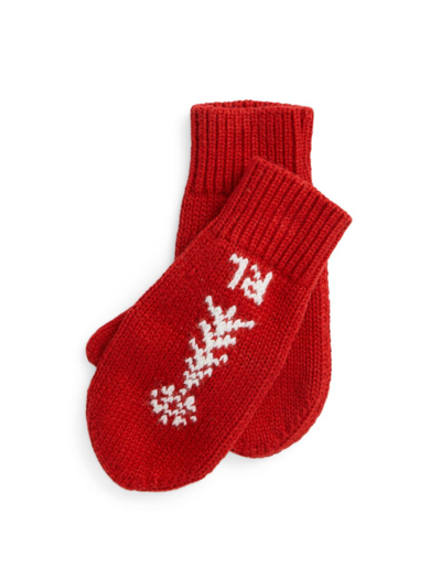 Shop Polo Ralph Lauren Girl's Reindeer Wool-blend Gloves In Park Ave Red Multi