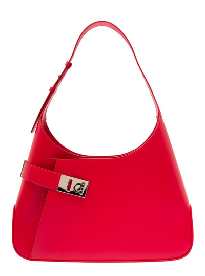 Shop Ferragamo Salvatore  Gancini Buckle Shoulder Bag In Red