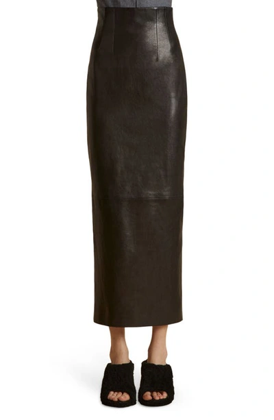 Shop Khaite Loxley Fitted Leather Skirt In Black