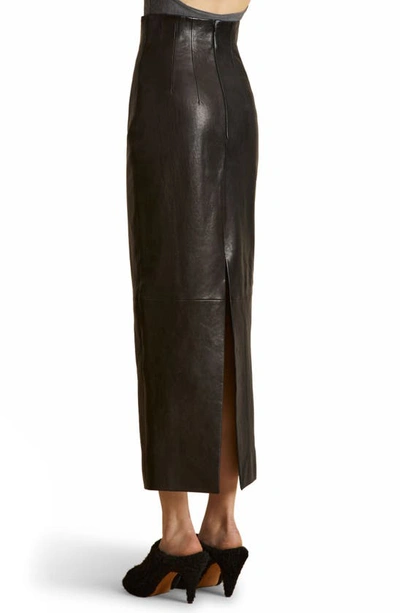 Shop Khaite Loxley Fitted Leather Skirt In Black