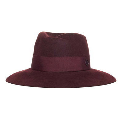 Shop Maison Michel Virginie Logo Plaque Fedora Hat In Purple