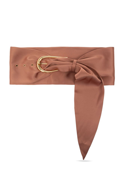 Shop Nanushka Knot Detailed Buckled Belt In Brown