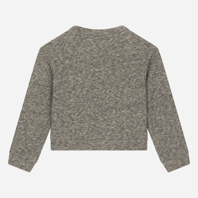 Shop Dolce & Gabbana Jersey Round-neck Sweatshirt With Embroidery And Patch In Grey
