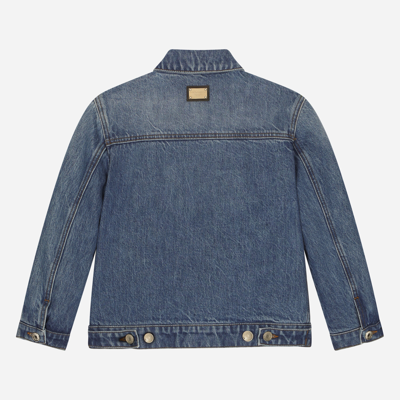 Shop Dolce & Gabbana Stretch Denim Jacket With Embroidery In Multicolor