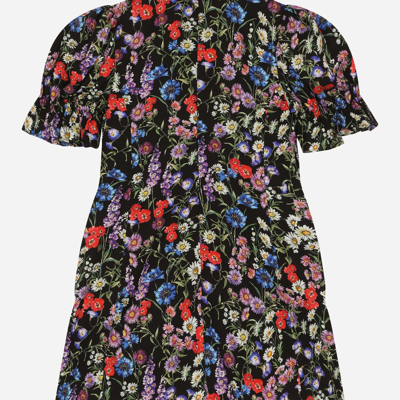 Shop Dolce & Gabbana Short-sleeved Charmeuse Dress In Multicolor