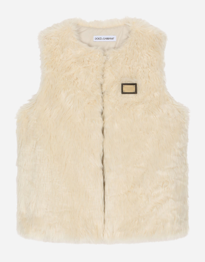Shop Dolce & Gabbana Faux Fur Gilet In White