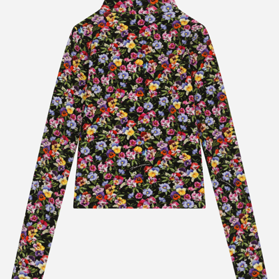 Shop Dolce & Gabbana Interlock T-shirt With Violet Print In Black