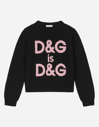 Shop Dolce & Gabbana Round-neck Sweater With Dg Logo Inlay In Multicolor