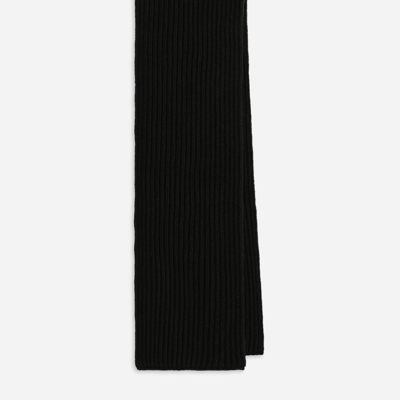 Shop Dolce & Gabbana Fisherman's Rib Knit Scarf With Logo Embroidery In Black