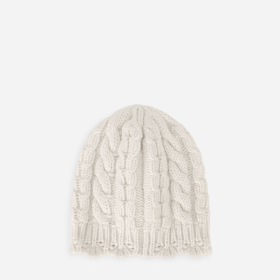 Shop Dolce & Gabbana Cable-knit Hat With Logo Tag And Embroidery In White