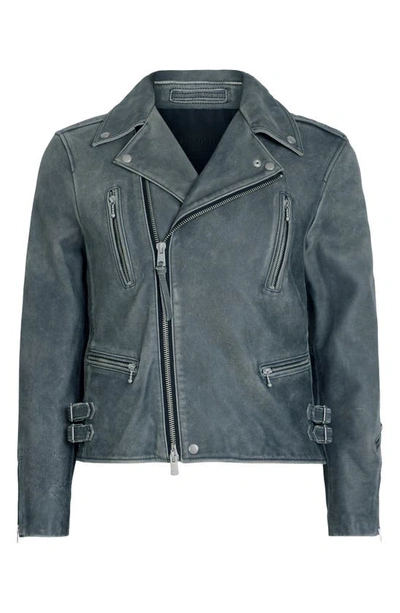 Shop Allsaints Ark Leather Biker Jacket In Washed Black