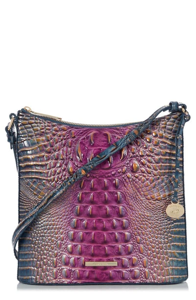 Shop Brahmin Katie Croc Embossed Leather Crossbody Bag In Violet Quartz