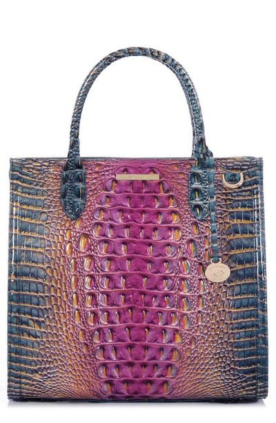 Shop Brahmin Caroline Croc Embossed Leather Satchel In Violet Quartz