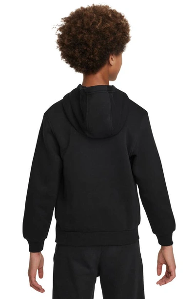 Shop Nike Kids' Sportswear Club Graphic Fleece Hoodie In Black/ Metallic Gold