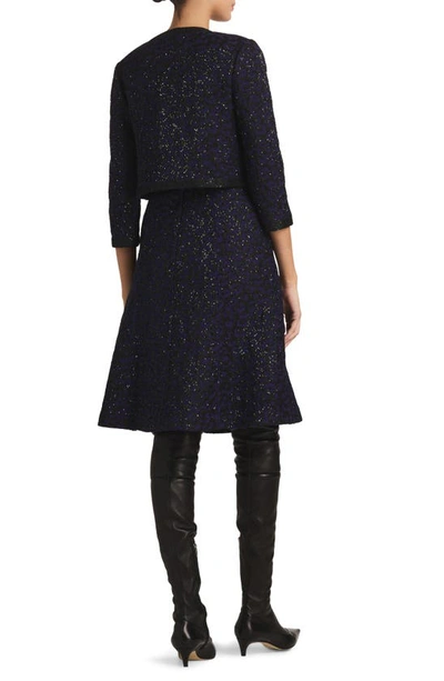 St John St. John Evening Sequin Leopard Jacquard Crop Jacket In Purple